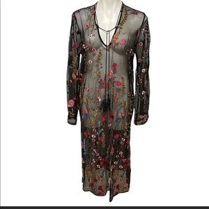 Floral-embroidered cover-up/dress